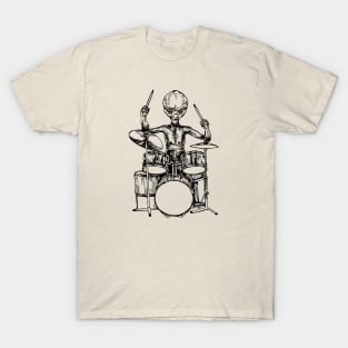 SEEMBO Alien Playing Drums Drummer Musician Drumming Band T-Shirt